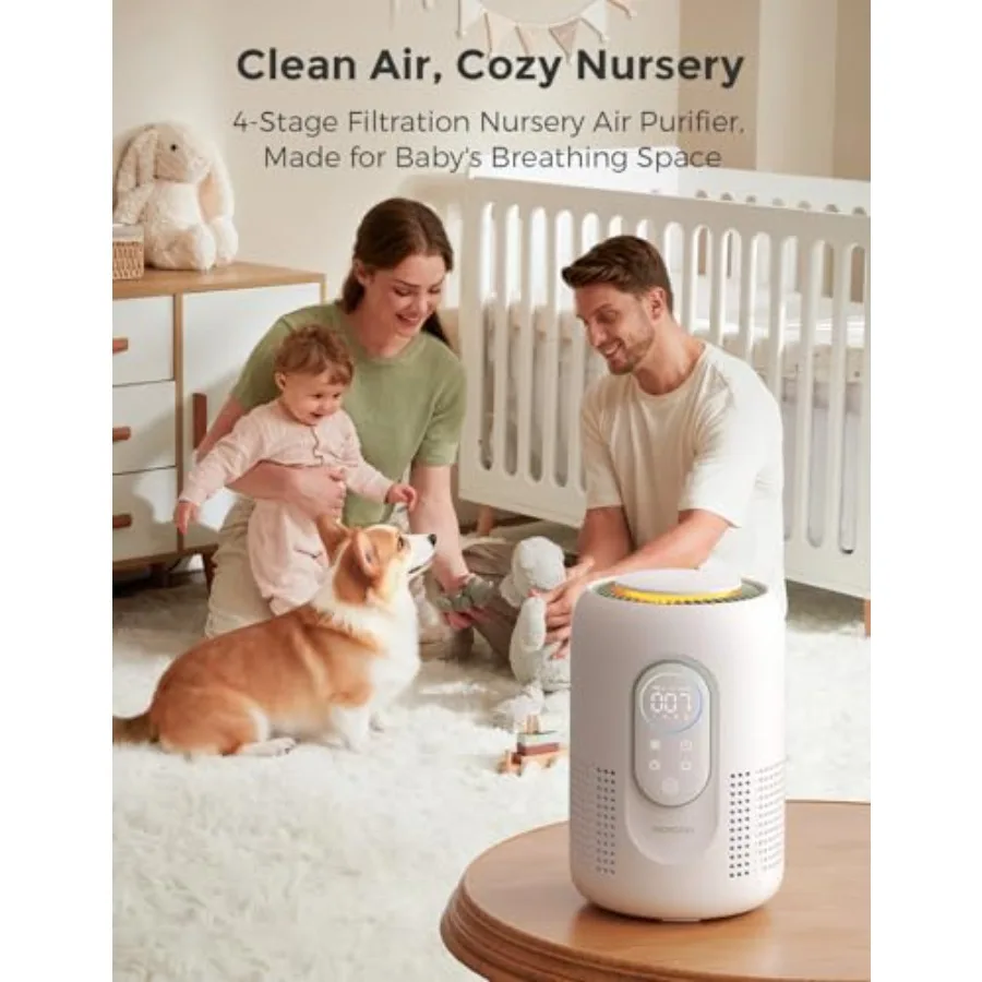 保育園用空気清浄機 4フィルターシステム H13 HEPAカーボン搭載 リアルタイムPM2.5空気質モニター表示 3色ステータス表示 ベビー向け