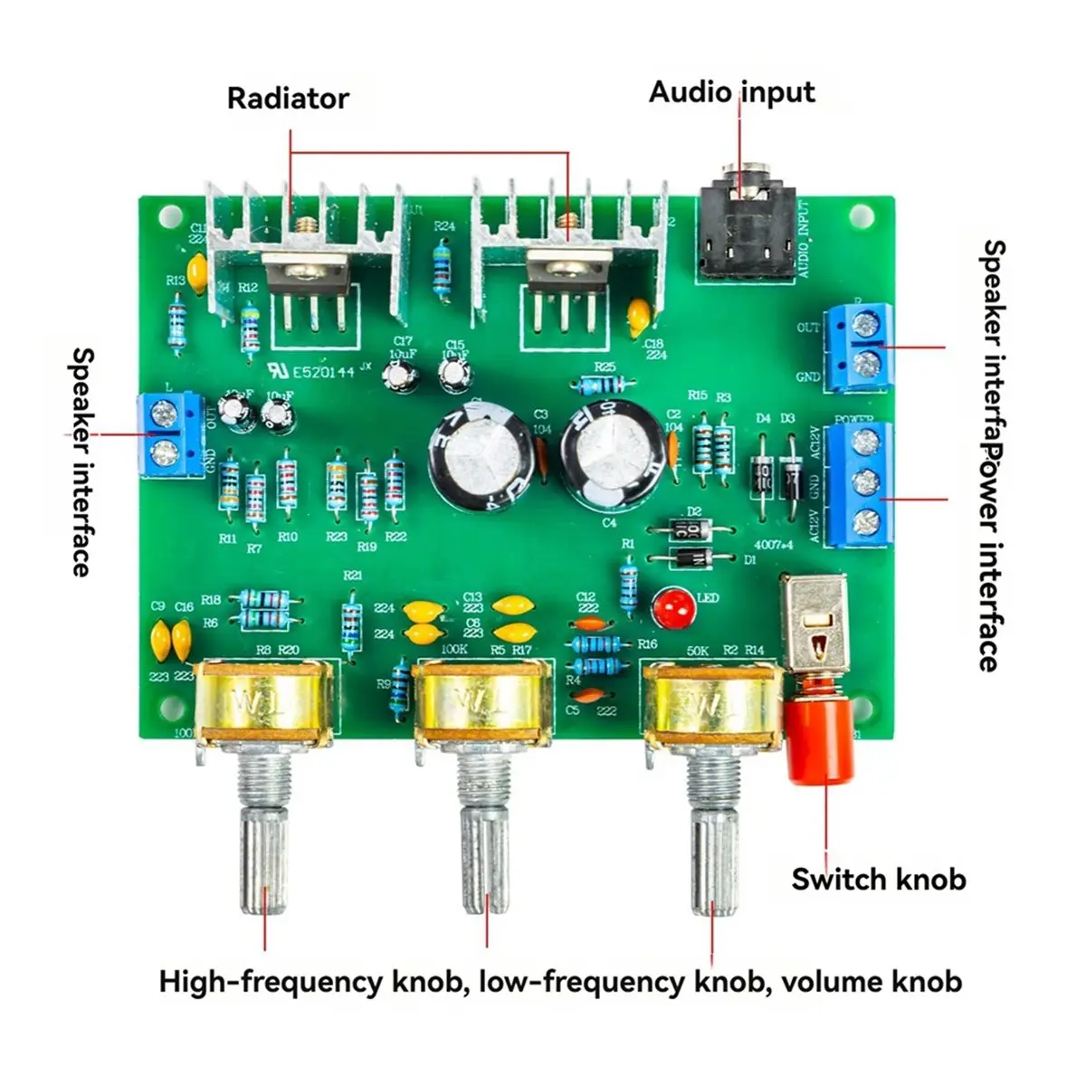 A32I TDA2030 Dual Channel Amplifier Electronic DIY Kit Welding Exercise Assembly Circuit Board with Transparent Case US Plug