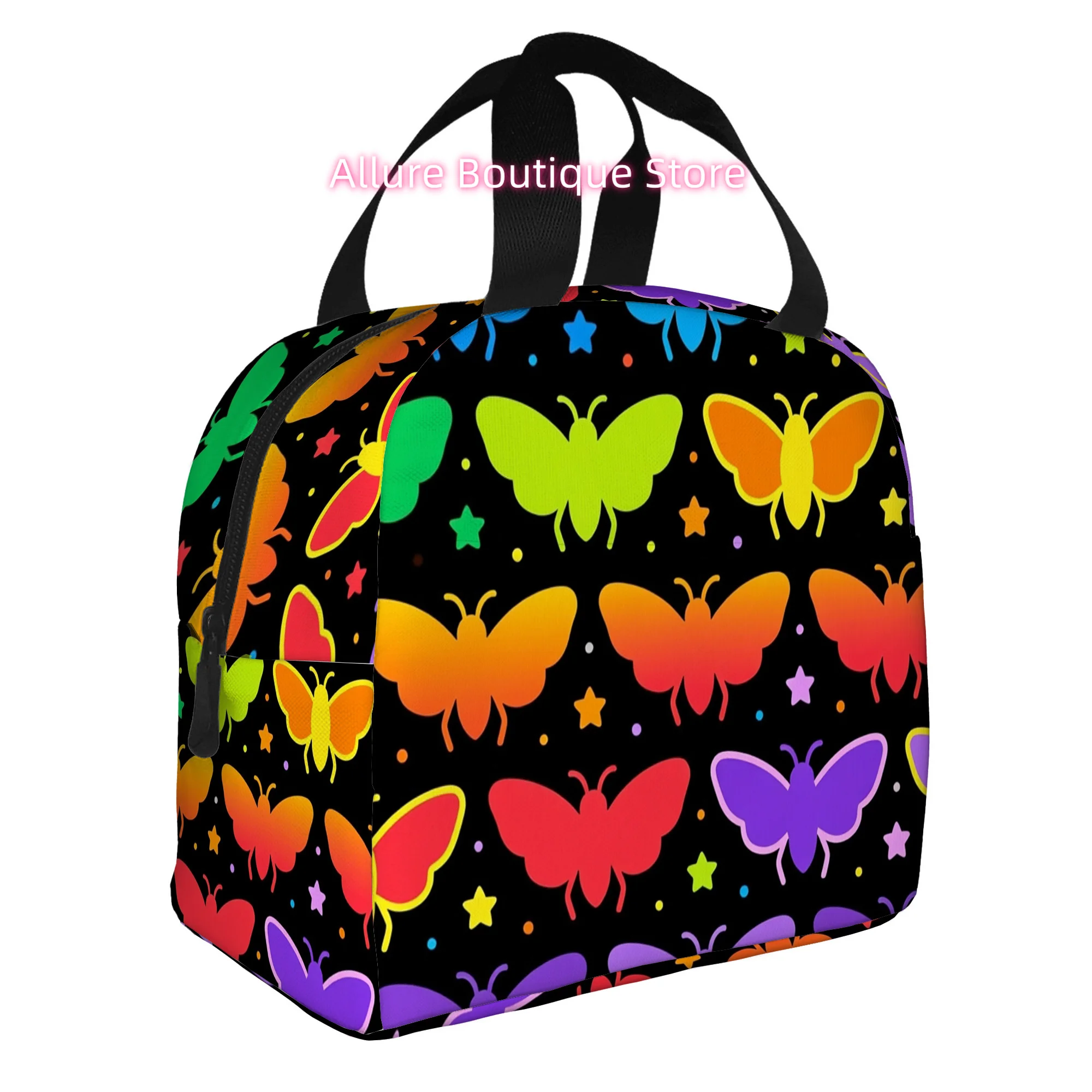 1pc, Colorful Butterfly Pattern Printed Thermal Bag, Insulation Bag, Insulated Bag, No Food Contact, Suitable for Home, Restaura