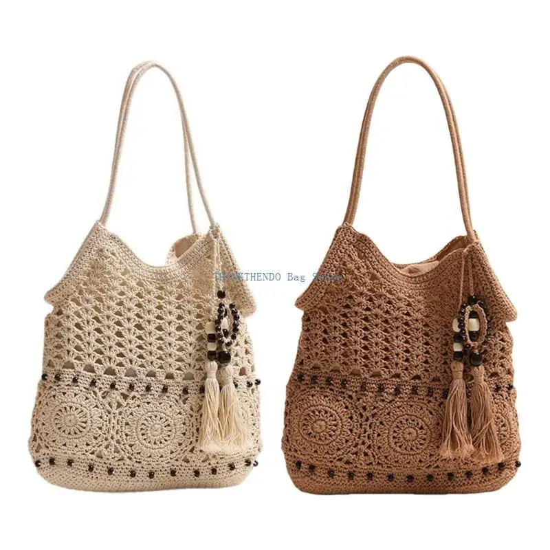 

340D Lightweight Crochet Shoulder Purse Handbag for Casual Beachwear and Dresses