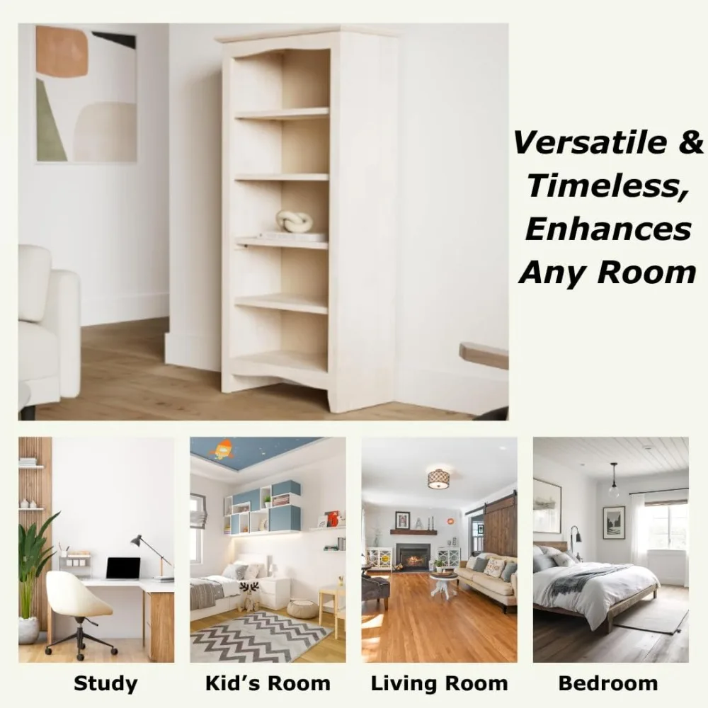 IC International Concepts 60" High Solid Wood Shaker Style Bookcase