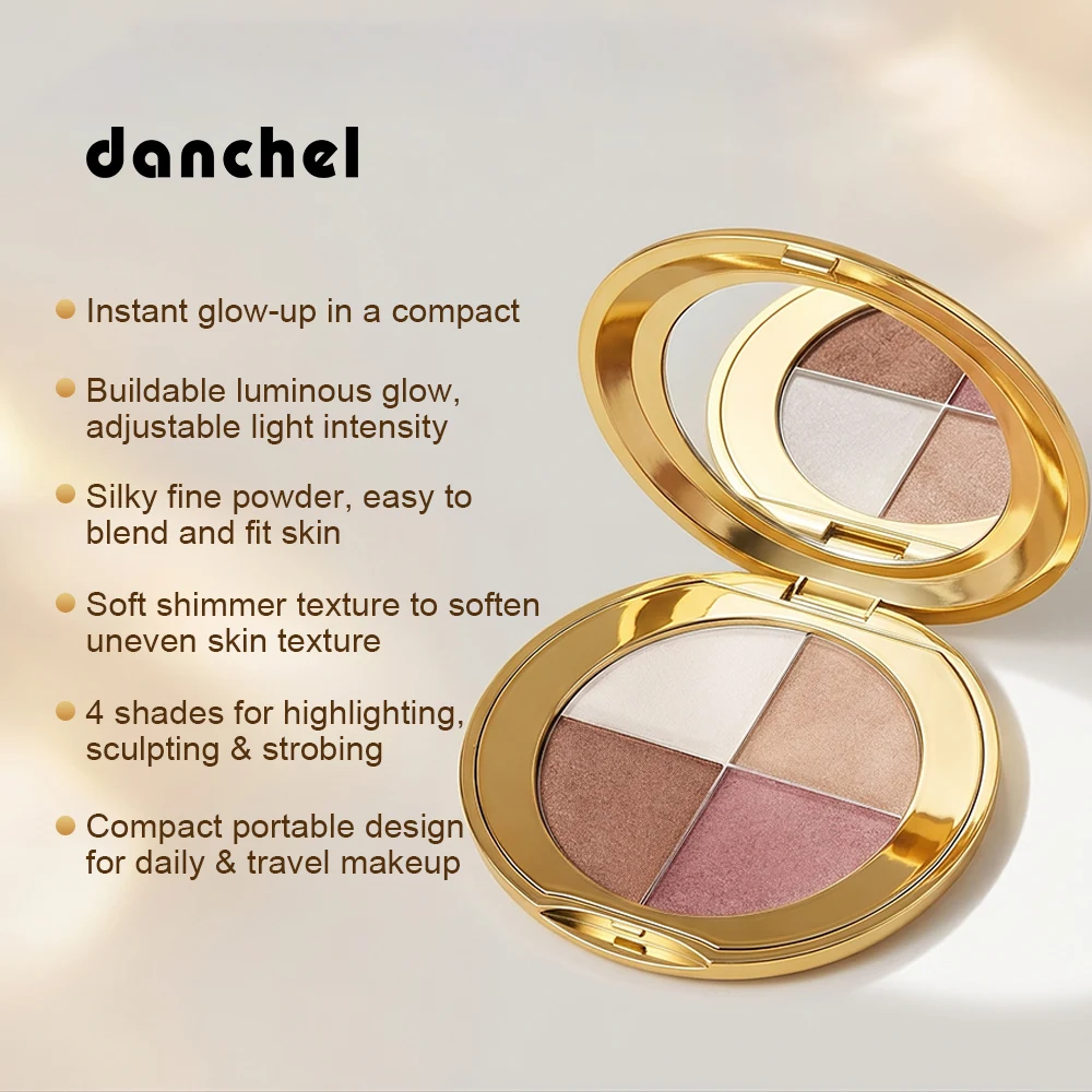Shimmery Glow Eye & Cheek Highlighting Palette Multi-Use Shiny Makeup Highlighter Powder Long Lasting Facial Brightening Makuep