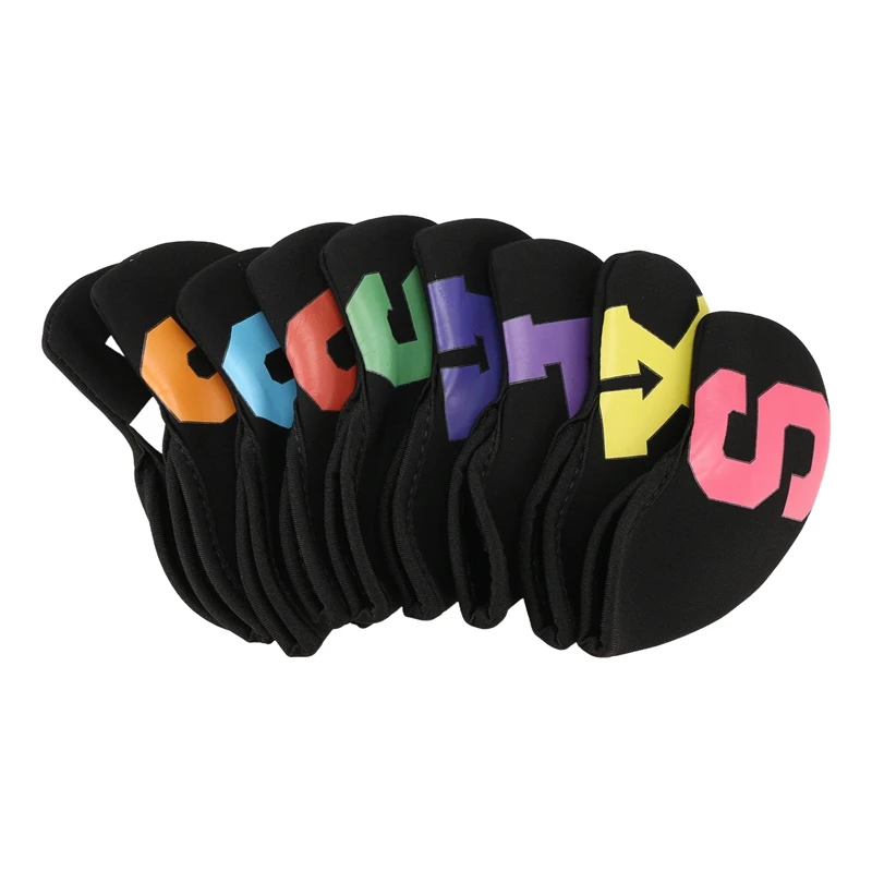 NEW-10PCS Golf Club Protective Head, Waterproof PU Iron Sleeve, Color And Digital Version