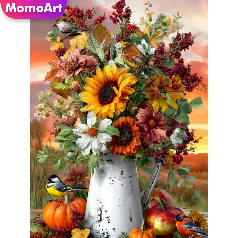 

Momoart DIY Diamond Embroidery Sunflower Painting Suitable for Beginners Full Square Round Diamond Mosaic Vase Holiday Gifts