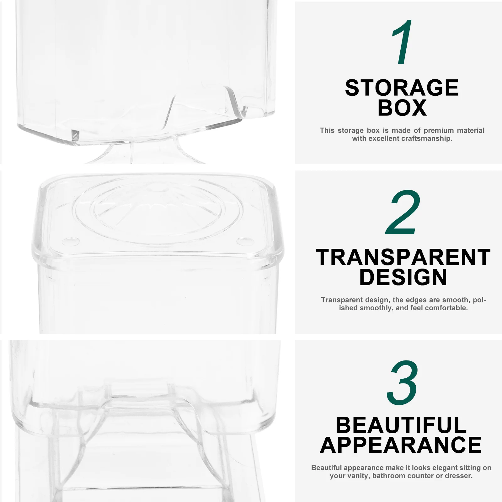 

Transparent Cotton Pads Storage Box for Home Bathroom Vanity Organizer Smooth Edges Premium Material Clear Sundries Container