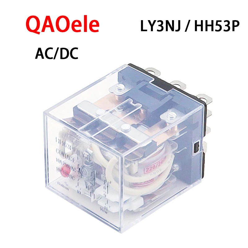 1 PCS HH63P LY3 LY3NJ Relay 220v 24v 12v 12 Volt AC/DC 10A 11PIN Silver Contact Electromagnetic coil Micro Mini Relay LED Light