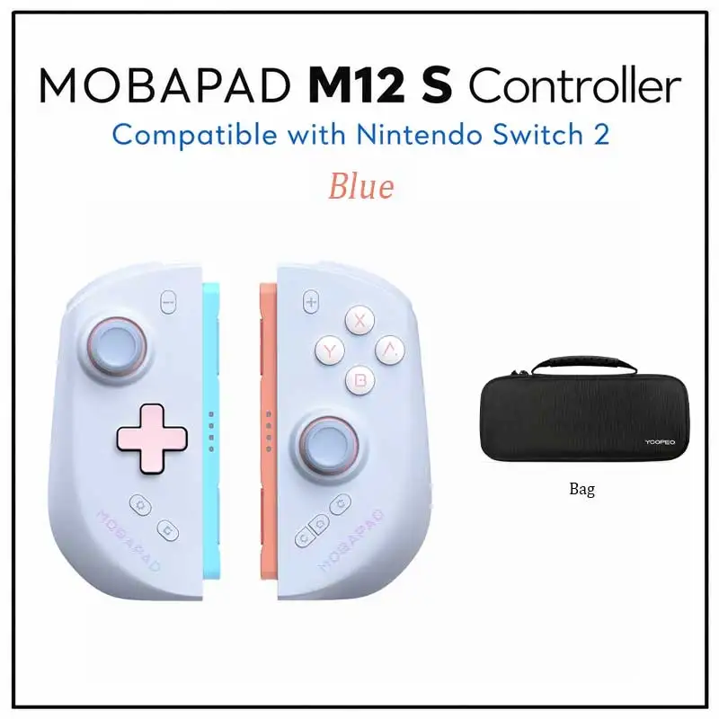 Mobapad M12-S-controller voor de Nintendo Switch 2, een gesplitste gamepad met mechanische knoppen en TMR-glijders voor de NS 2-console.