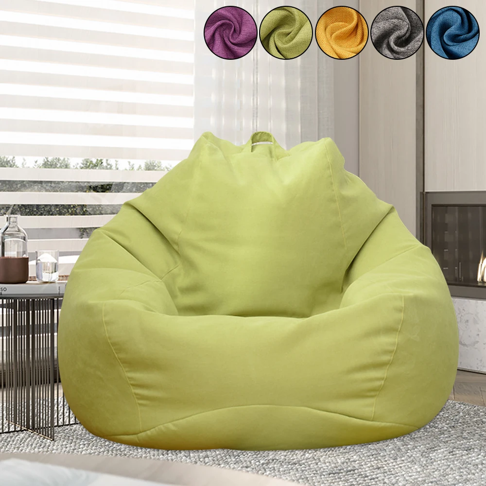 Lazy Sofabezug, solide Stuhlhussen ohne Füllung, Leinenstoff, Liegesitz, Sitzsack, Pouf, Puff, Couch, Tatami, Wohnzimmer, Sitzsäcke