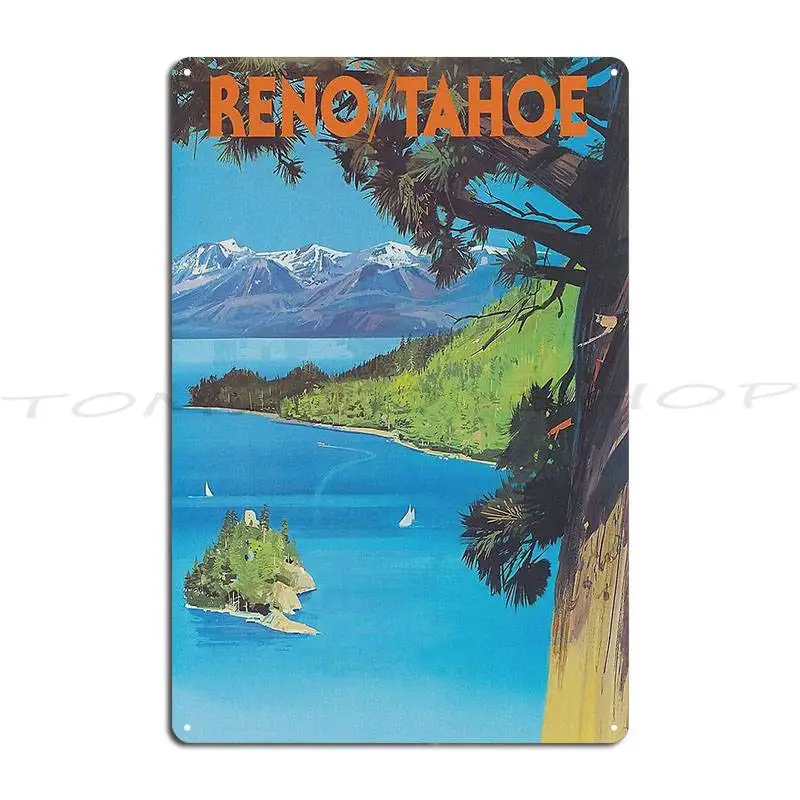 Reno And Lake Tahoe Vintage Travel Metal Sign Club Bar Retro Wall Decor Printed Tin Sign Poster