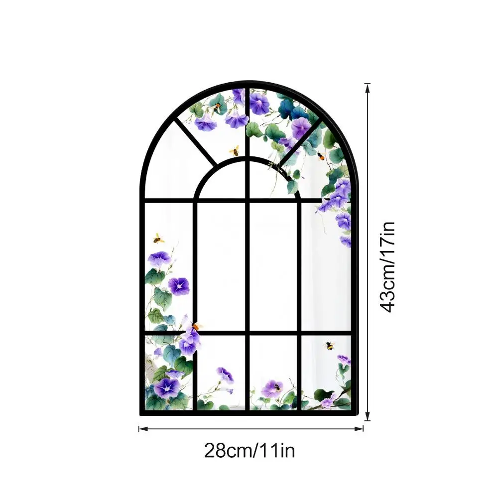 Arched Windowpane Decorative Mirror Rustic Modern Wall Art for Bedroom Living Room Vanity Wall Decoration