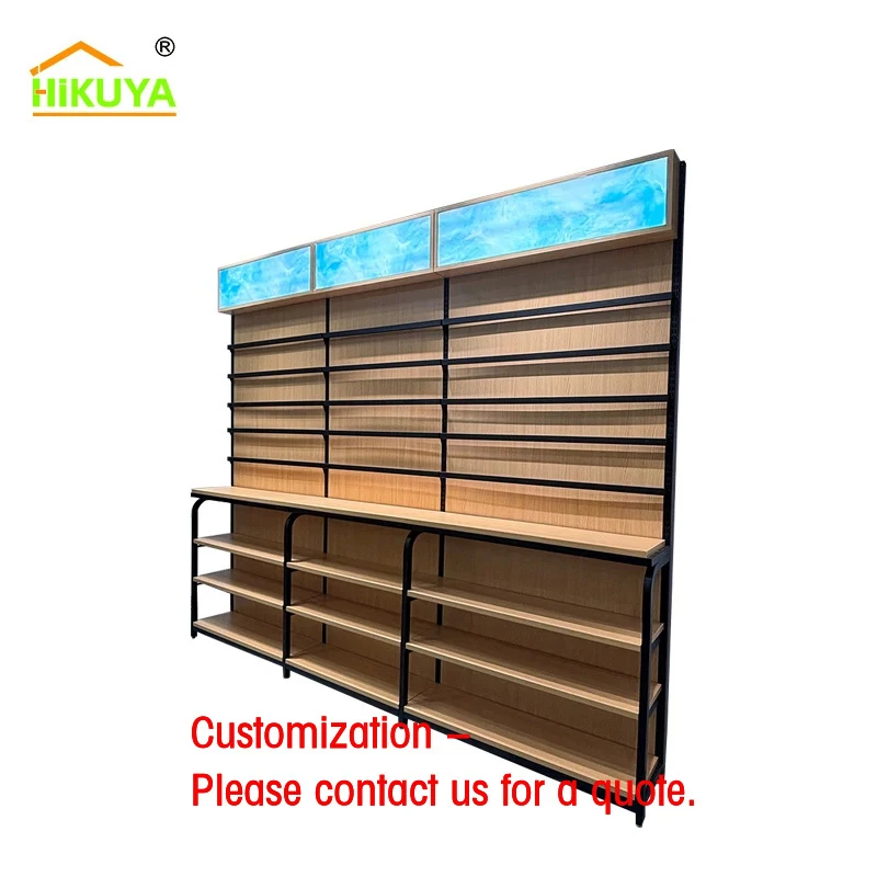 custom.Wood Gondola Display Shelves Custom Supermarket Grocery Convenience Liquor Solutions