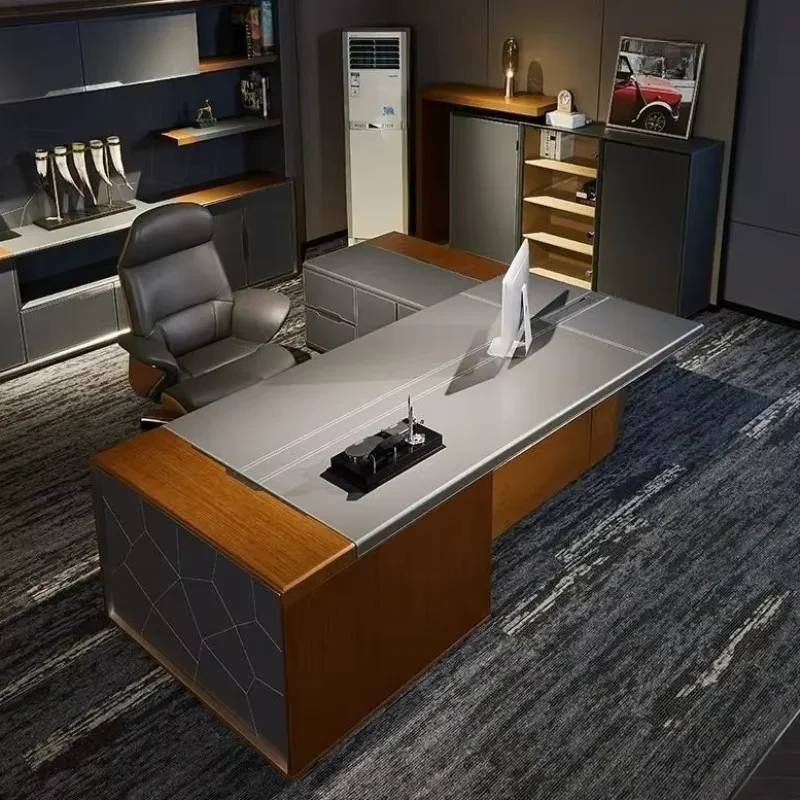 Luxury Modern Asthetic Office Desks Storage Drawers Designer L Shaped Computer Desks Standing Study Scrivania Office Furniture