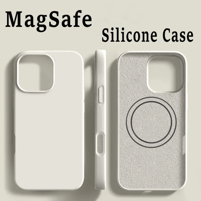 Para magsafe caso magnético original para iphone 16 15 14 13 pro max plus caso de carga sem fio oficial capa de telefone de silicone líquido