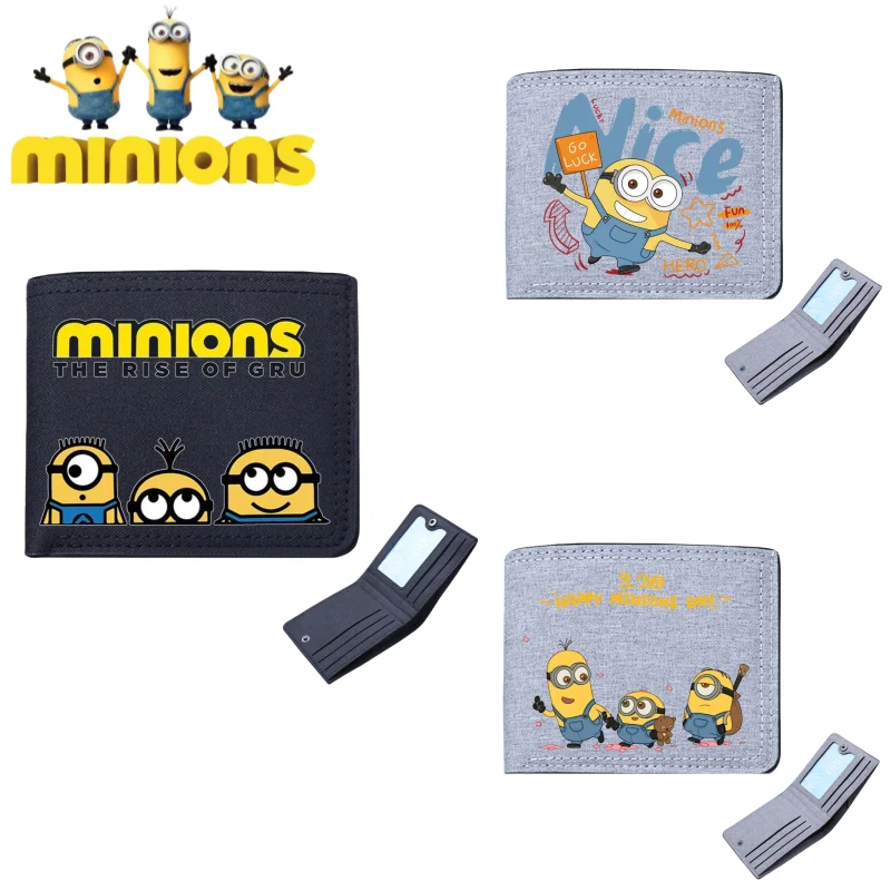 Minions Cartoon Cute Despicable Me Tri-fold Wallet Creative Kawaii Thin Canvas Card Bag Personalized Student Coin Purse Gift