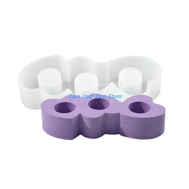 

HX6F Heart Holder Molds 3 Hole Tealight Holder Molds Concrete Gypsum Mold DIY