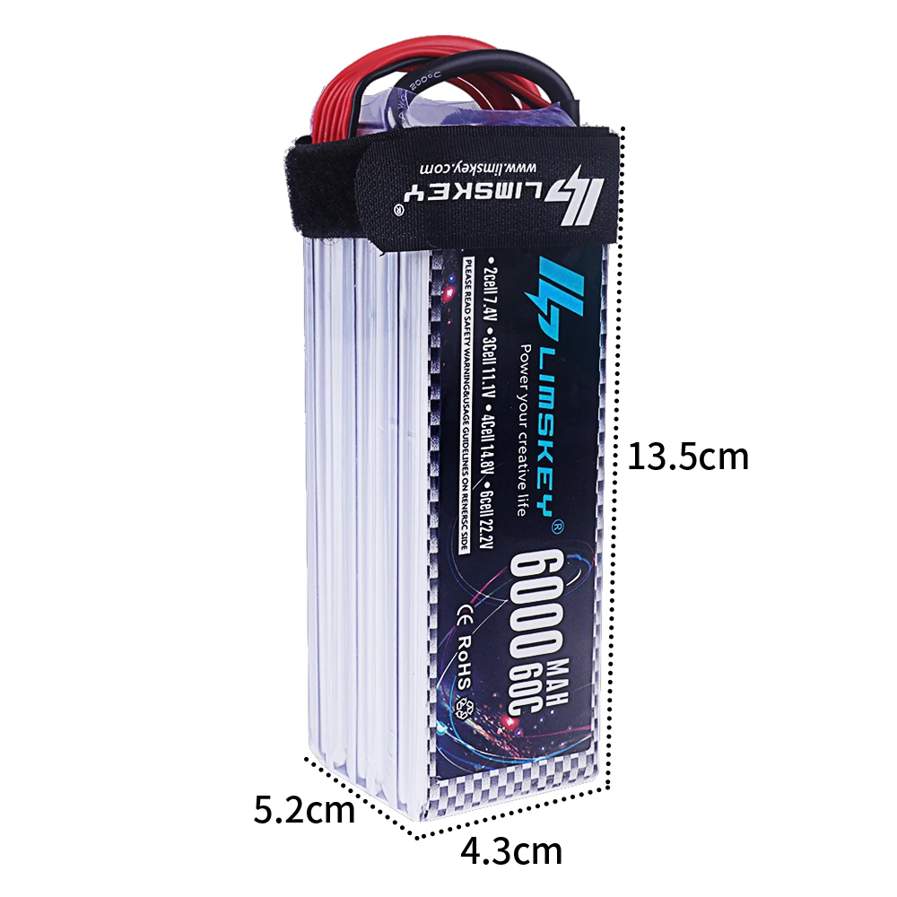 LIMSKEY 6000mAh 6S 22.2V 60C RC يبو بطارية بطارية قابلة للشحن ل RC سيارة FPV شاحنة هليكوبتر مع موصل XT60 XT90