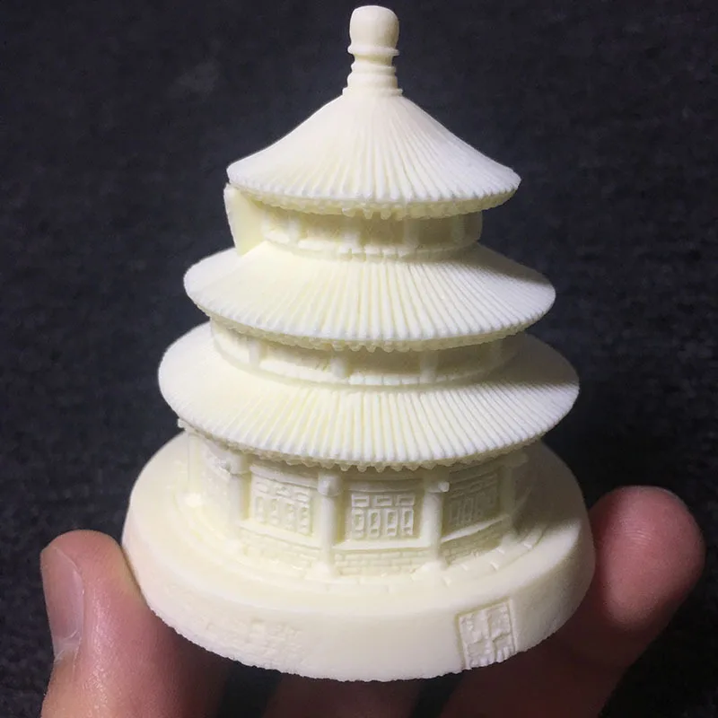 Ivory Nut Carving Crafts Temple of Heaven Pagoda Wenchang Tower6.8*6.2cmCoconut Wood Bodhi Seeds Desktop Decoration