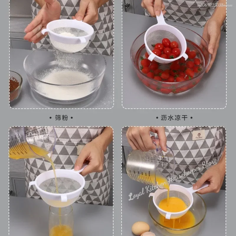 Kitchen Handheld Plastic Reusable Screen Mesh Tea Leaf Strainer Flour Sieve Colander Soymilk Coffee Filter Kitchen Accessories