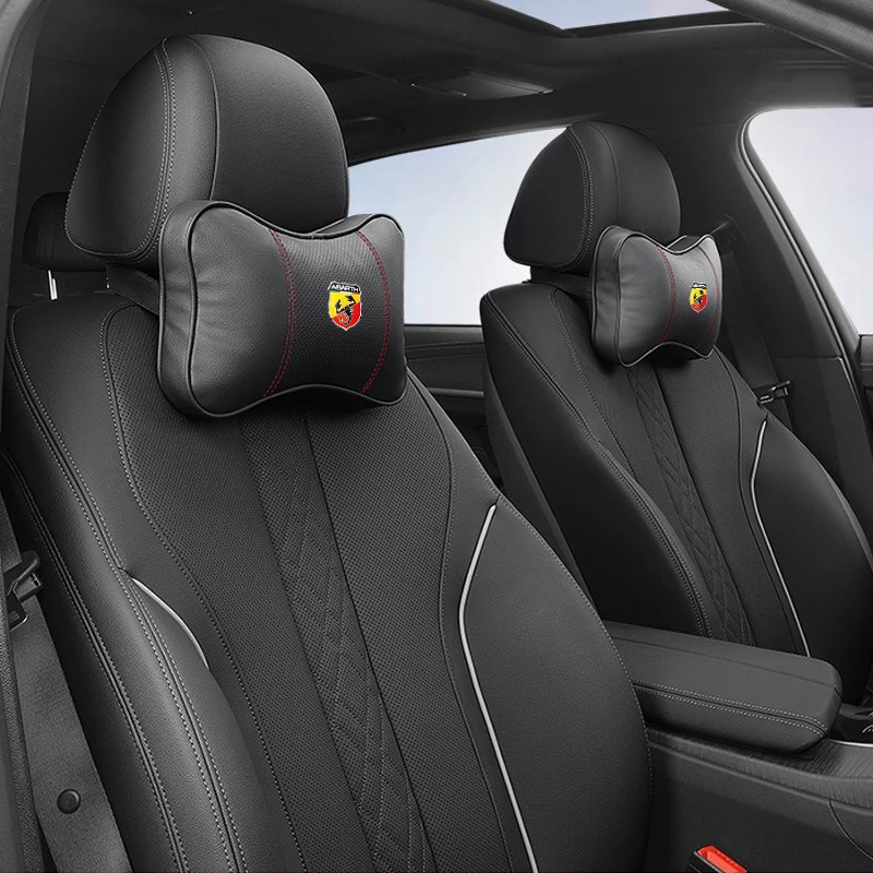 Leather Car Soft Seat Headrest Neck Pillow Cushion Relieve Stress Pillow For Abarth 595 Abarth 500 Abarth 124125 500 695 Spider