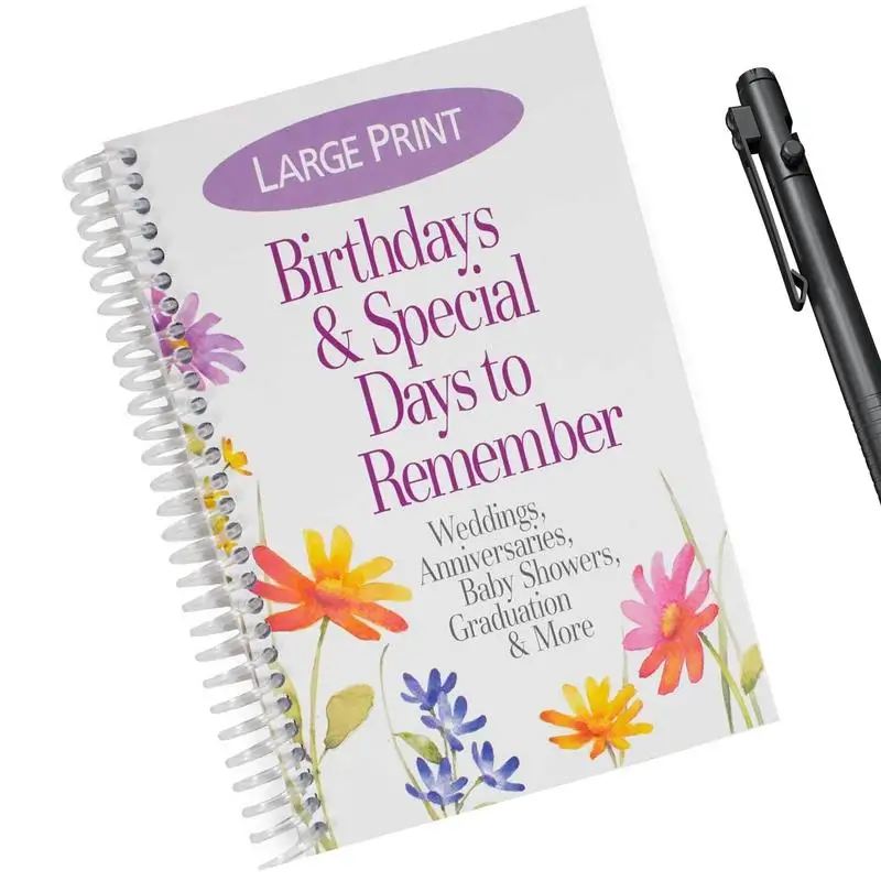 Diario con fecha de cumpleaños para días importantes y especiales, calendario perpetuo de 12 meses, festivales, recordatorio para recordar cumpleaños