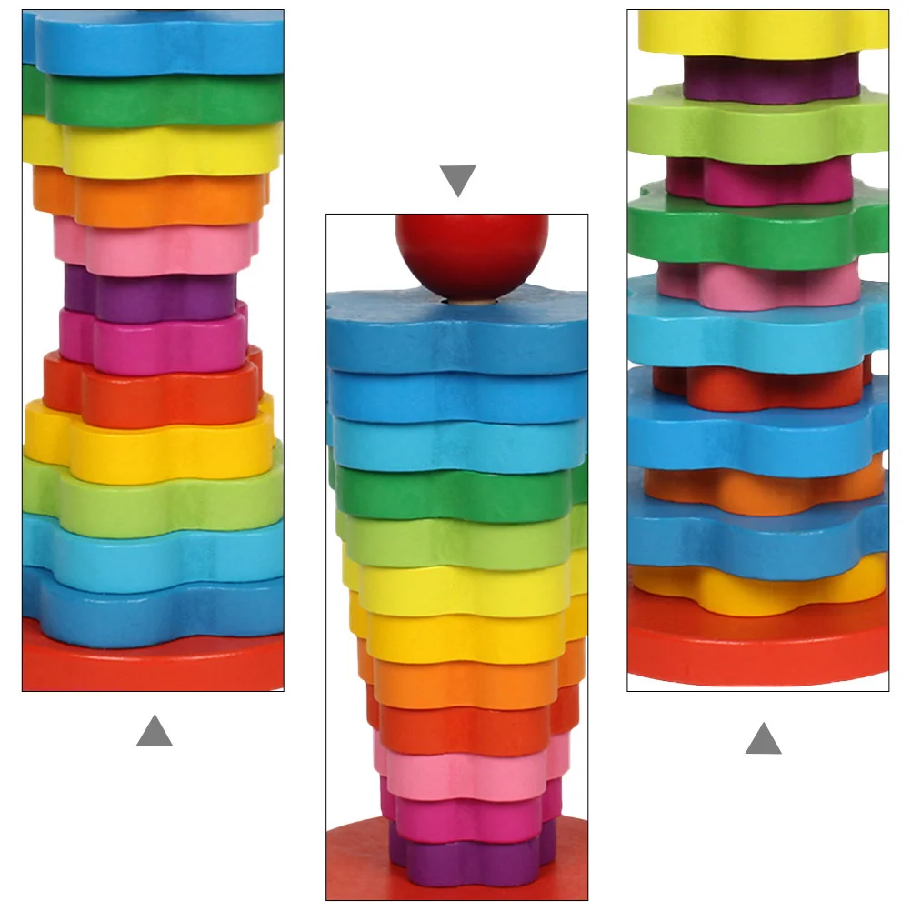 1 ensemble arc-en-ciel empilable en bois pour enfants, éducatif pour le développement des enfants, Puzzle créatif coloré, activité de jeu