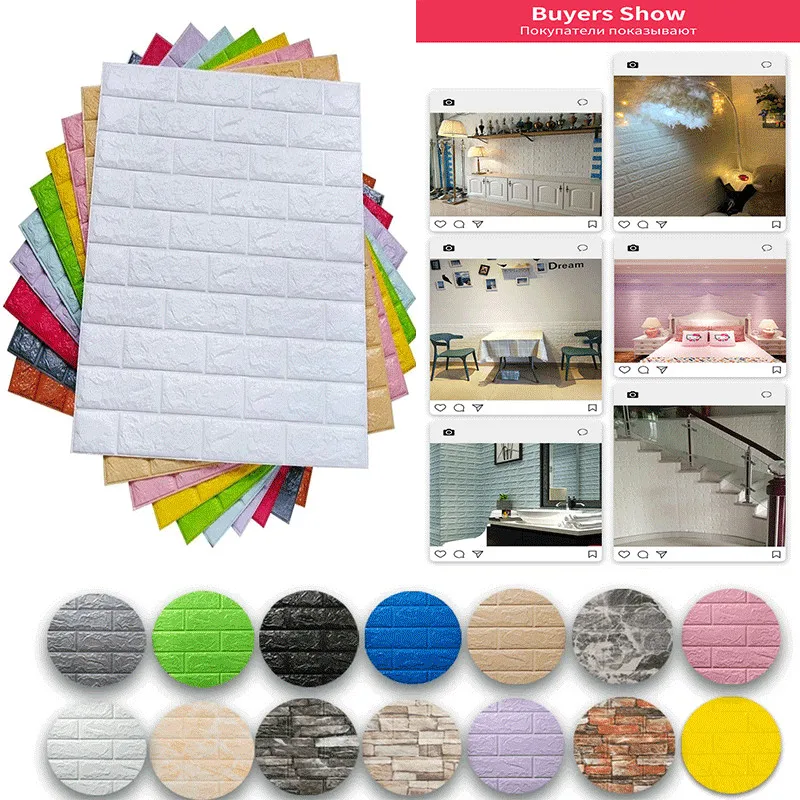 

20Pcs 35*38.5cm High Quality 3D Foam Wall Panel Brick Retro Wallpaper Ceiling Self Adhesive Wallpanel Background Home Decoration