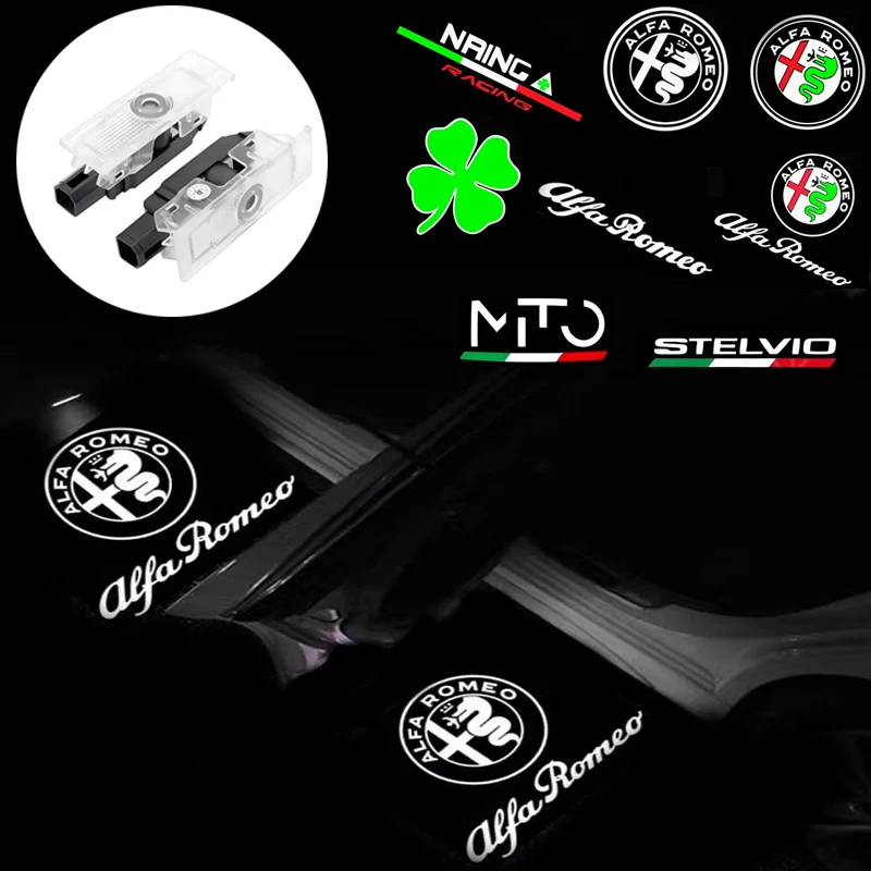 

For Alfa Romeo 159 166 GT Giulia Mito Giulietta Stelvio Brera Ghost Shadow Door Logo Projector Lights Welcome Lights Accessories