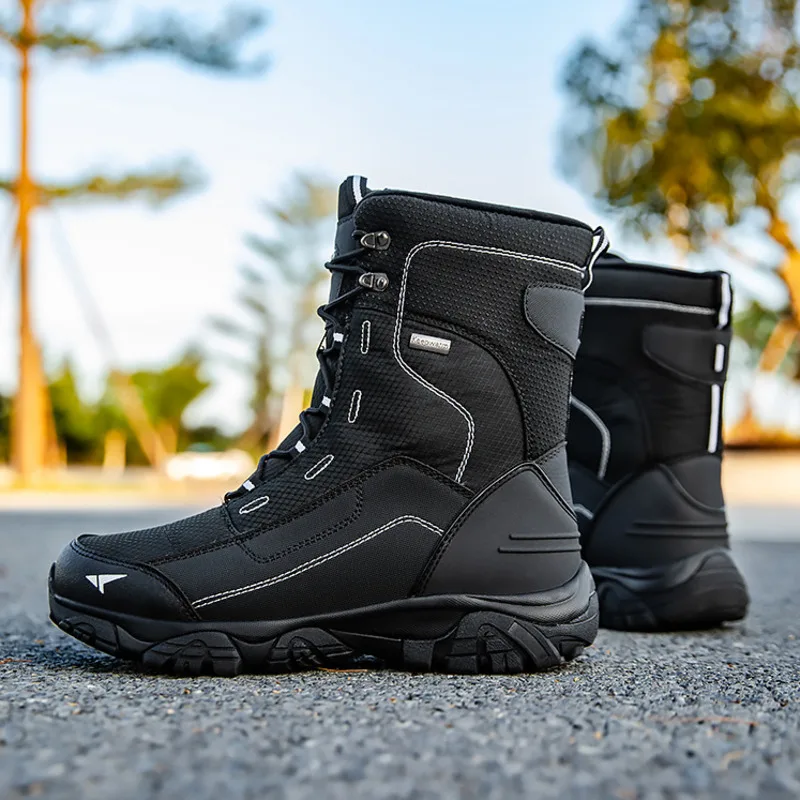 

Men's High Boots 2025 Winter New Outdoor Waterproof Non-slip Mid-calf Snow Boots For Man Thick Fur Keep Warm Cotton Shoes 45 46