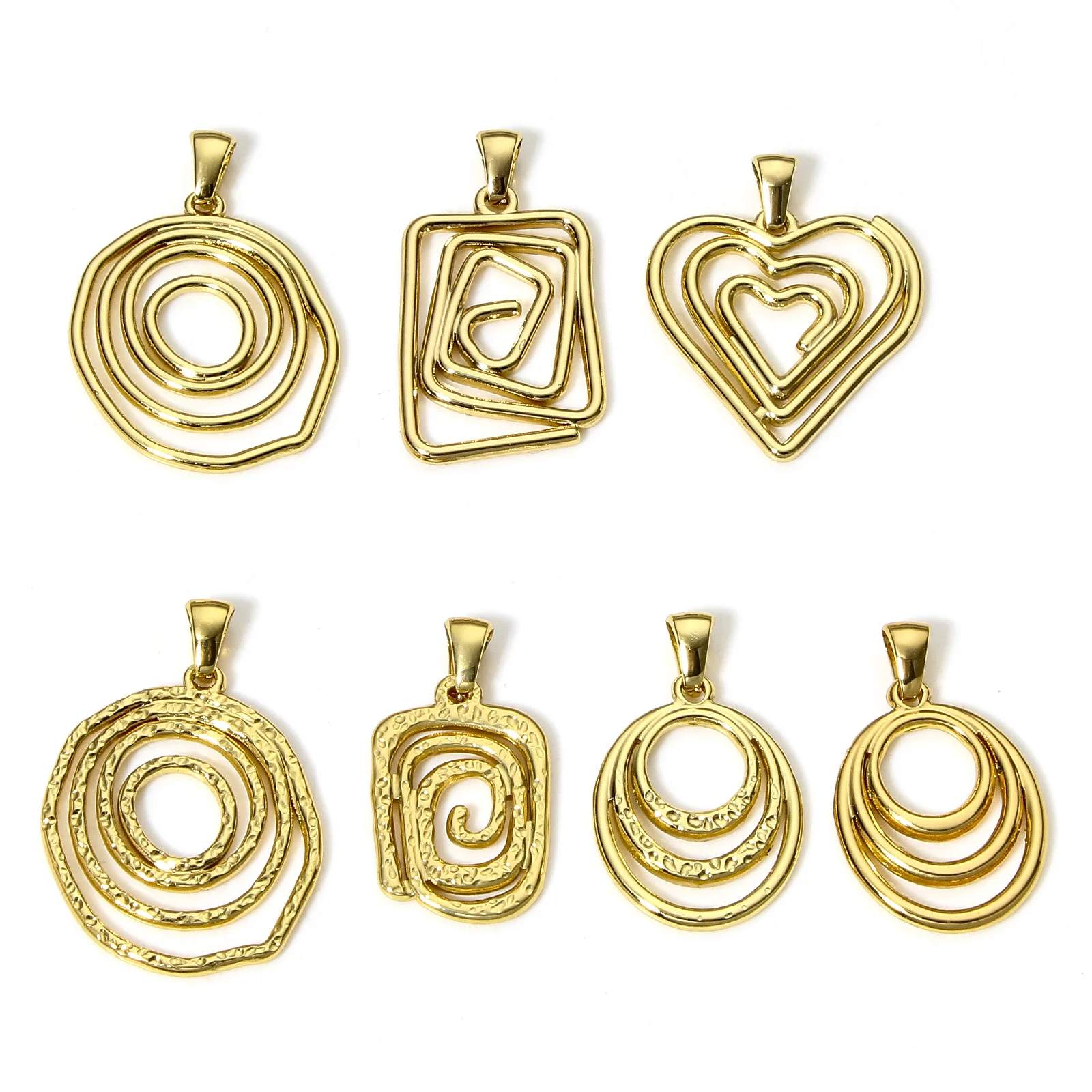 1pc 304 Stainless Steel Charms Gold Color Irregular Round Heart Hollow Pendant DIY Necklace Earrings For Women Jewelry Findings