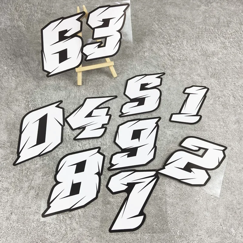 1PC 오토바이 번호 스티커 DIY 오토바이 헬멧 연료 탱크 앞 유리 측면 패널 장식에 대 한 방수 0 ~ 9 비닐 데 칼