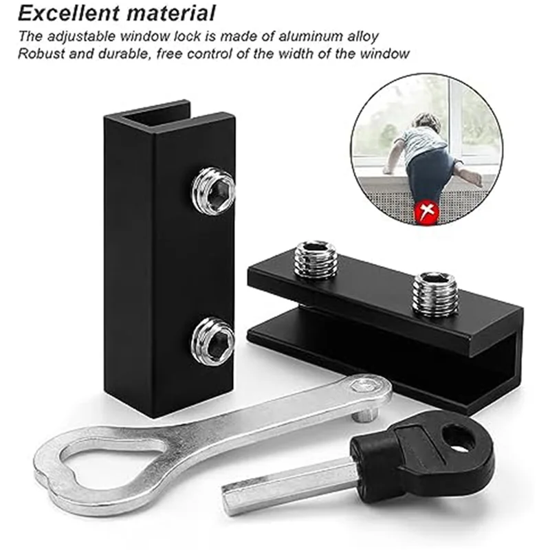 BAAG-Window Locks 4 PCS Sliding Adjustable Window Safety Locks Perfect For Vertical Windows And Sliding Doors Garage Door