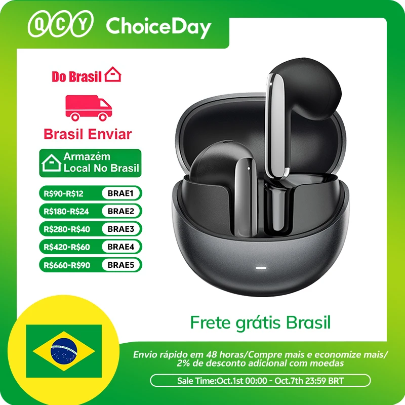 QCY HT10 AilyBuds Pro+ ANC Fone de ouvido sem fio Hi-Res Audio com LDAC Bluetooth 5.3 Fones De Ouvido 6 Mic AI HD Chamada Conexão Multiponto