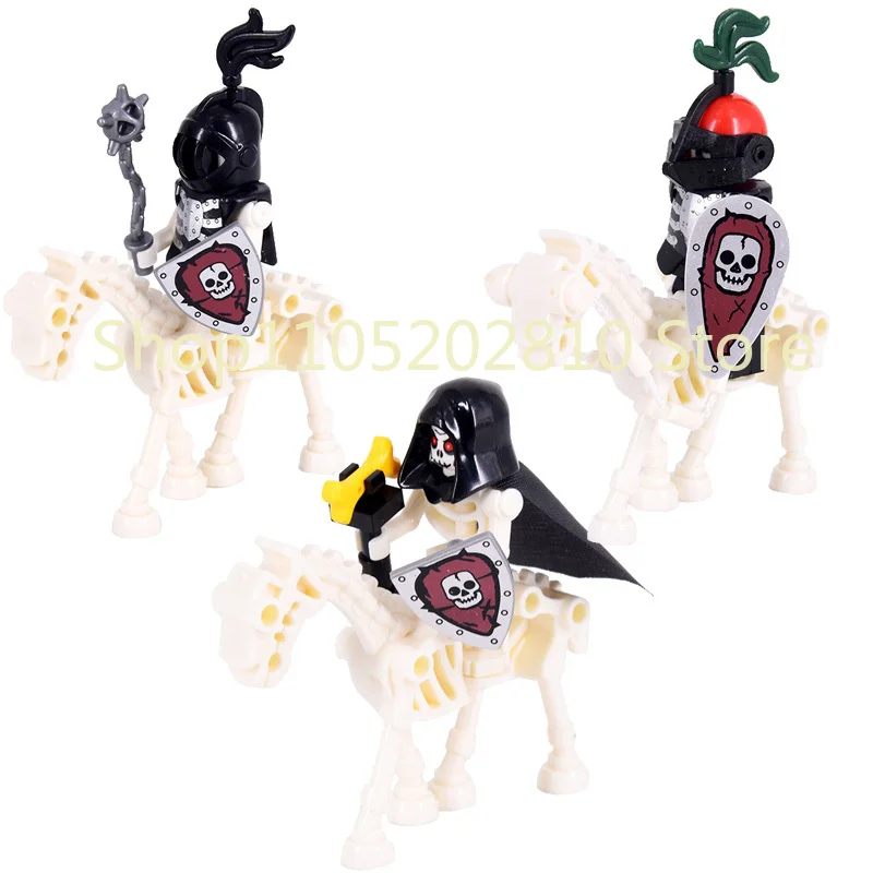 Halloween Totenkopf MOC Figuren Bausteine Mittelalterliches Skelett Ritter Armee DIY Integrierte Mini-Bausteine Buntes Dekoratives Spielzeug Geschenk