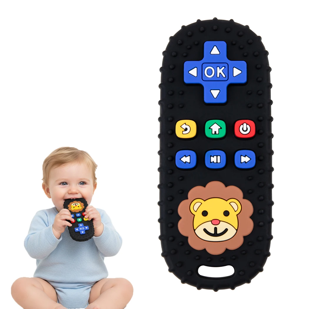 Silicone Toy for Baby, BPA Free Lion Remote Teether Stick for Toddlers Chew Toys