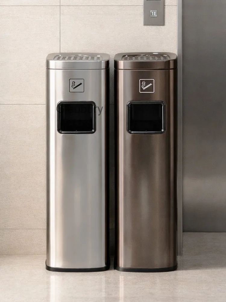 Stainless Steel Vertical Ashtray for Lobby Elevator Entrance Smoking Ash Column Outdoor Commercial Use with Ashtray Hotel Trash