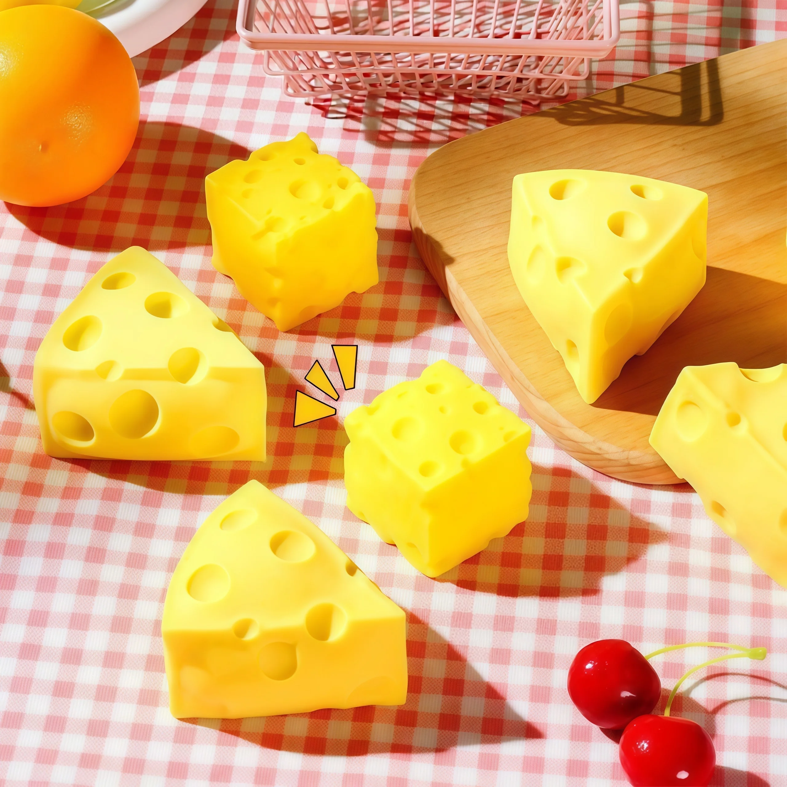 Cheese Cube Triangle Mochi Squid Toy Soft Slow Rebound Fidget Sensory Anti Anxiety And Stress Relief Toy Christmas Novelty Gift