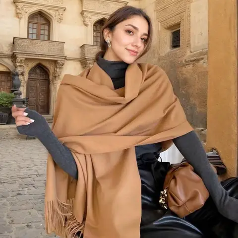 Dam vinterhalsdukar kashmirhalsduk dam svart dam vinterullhalsduk varm XWJ07 10 best sales kashmirullsjalar - №1