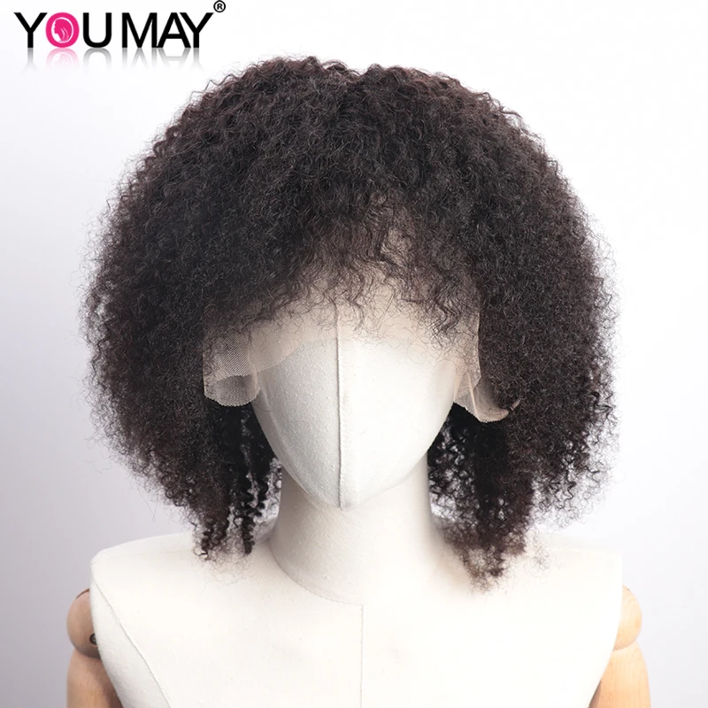 Afro Curly Lace Front Wig 13x6 Afro Kinky Curly 4B 4C Afro Transparent Lace Frontal Human Hair Wigs Brazilian Remy Afro Coily