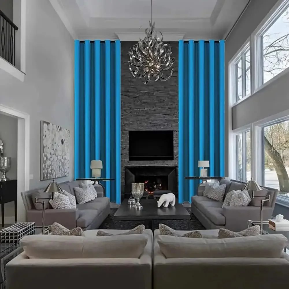 350cm Height Customized 75% Blackout Curtains Solid Color Living Room Curtains Bedroom Extra Long High Ceiling Curtain Customize