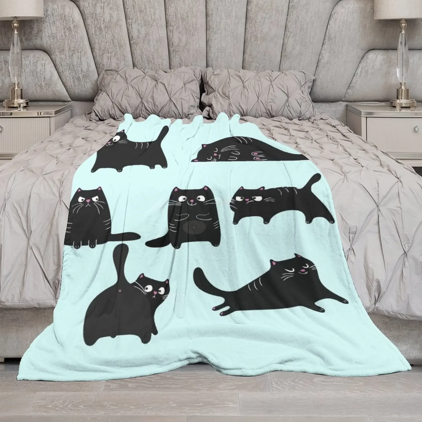 Black Cat Throw Blanket Loose Blanket Stuffed Blankets