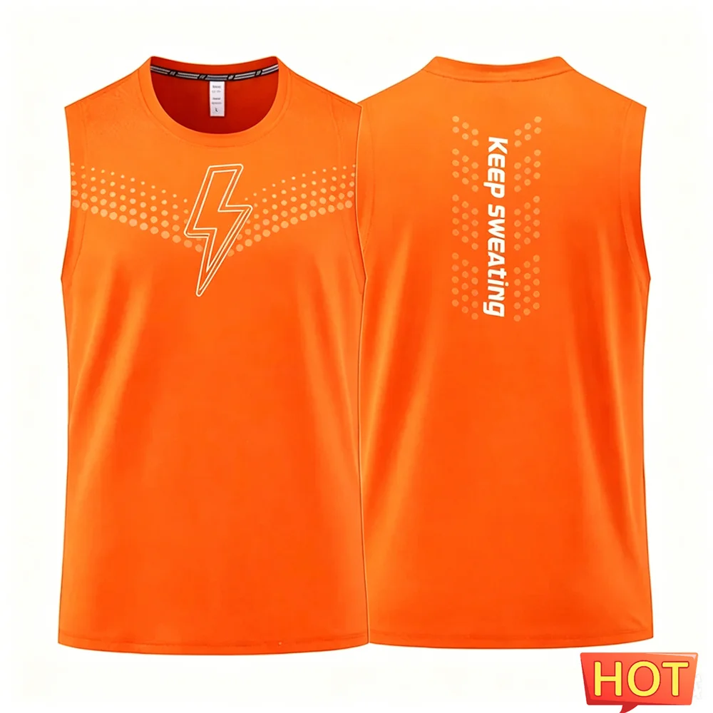 Summer Breathable gym men's t-shirts tank top Men's Fitness Sleeveless T-shirt Quick drying sport lightning pattern tank top men