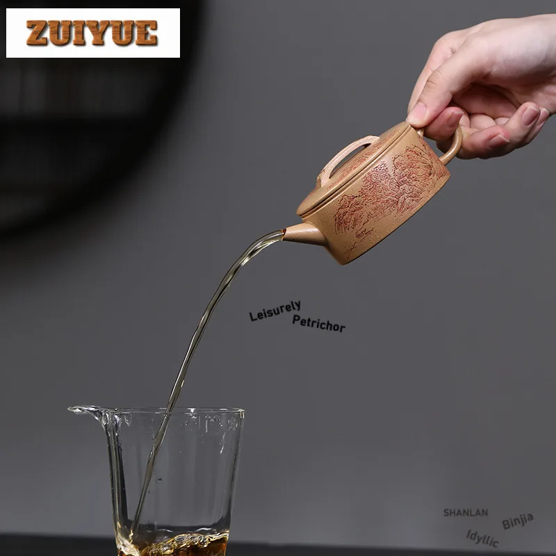 120ml Aesthetic Yixing Purple Clay Teapots Handmade Large Caliber Pot Raw Ore Section Mud Kettle Chinese Zisha Tea Set Cafes