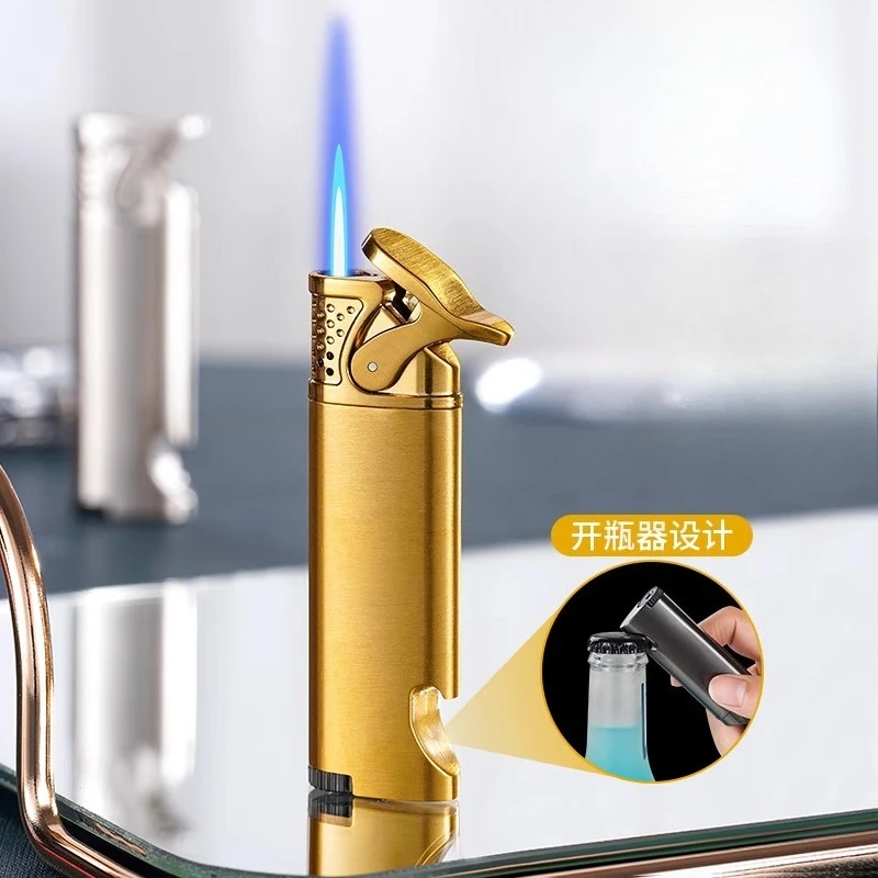 Straight-through Windproof Long Strip Gas Metal Lighter Multi-functional Bottle Opener Cigarette Lighter Cigarette Accessories
