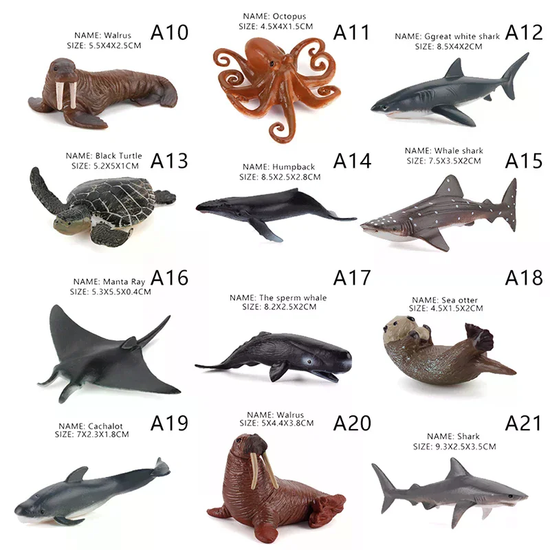 Collection Gift Shark Dolphin Hammerhead，Simulation Marine Life Action Figures Ocean Animal Model Educational Toys Cake Topper