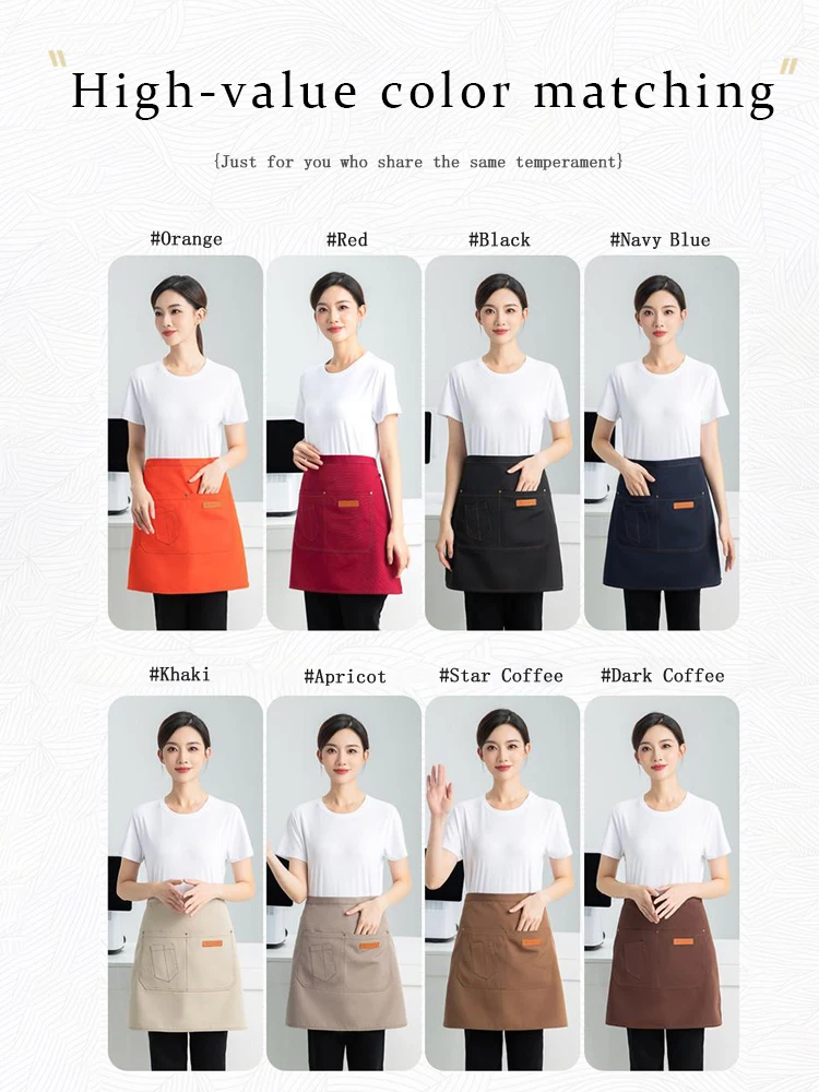 Professional Utility Waist Apron Durable Canvas Multiple Tool Pockets Reinforced Stitching for Bar Restaurant Hot Pot Service