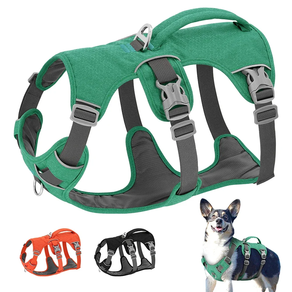 

Escape Proof Nylon Dog Harness Reflective Dog Harnesses Durable Pet Vest With Handle Adjustable for Small Medium Large Dogs Pug