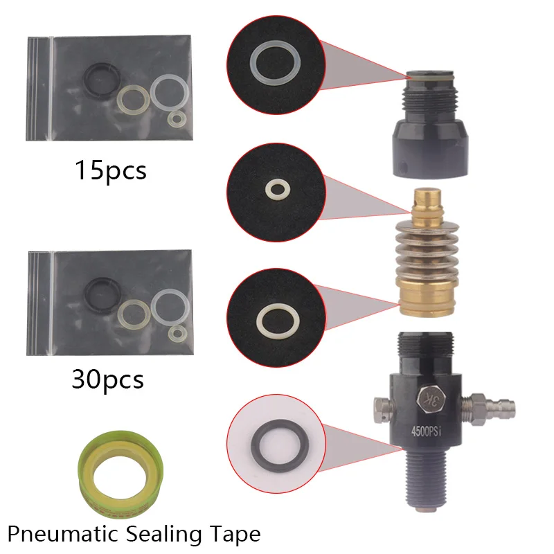 

HPA 15PCS/30PCS Gas Cylinder Refill Pressure Regulator Oring KIT Air Tank Soft Silicone Ring Set PCP Joint Torique Accesories