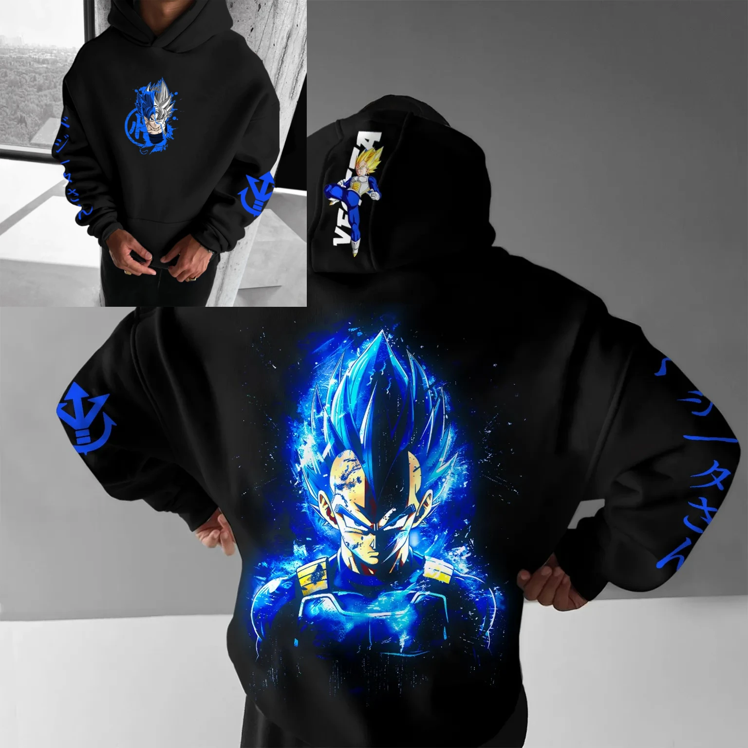 

Dragon Ball Z Vegeta Super Saiyan God Синяя толстовка с рисунком для мужчин и женщин, весна-осень 2021, уличная одежда в стиле аниме, повседневная толстовка унисекс
