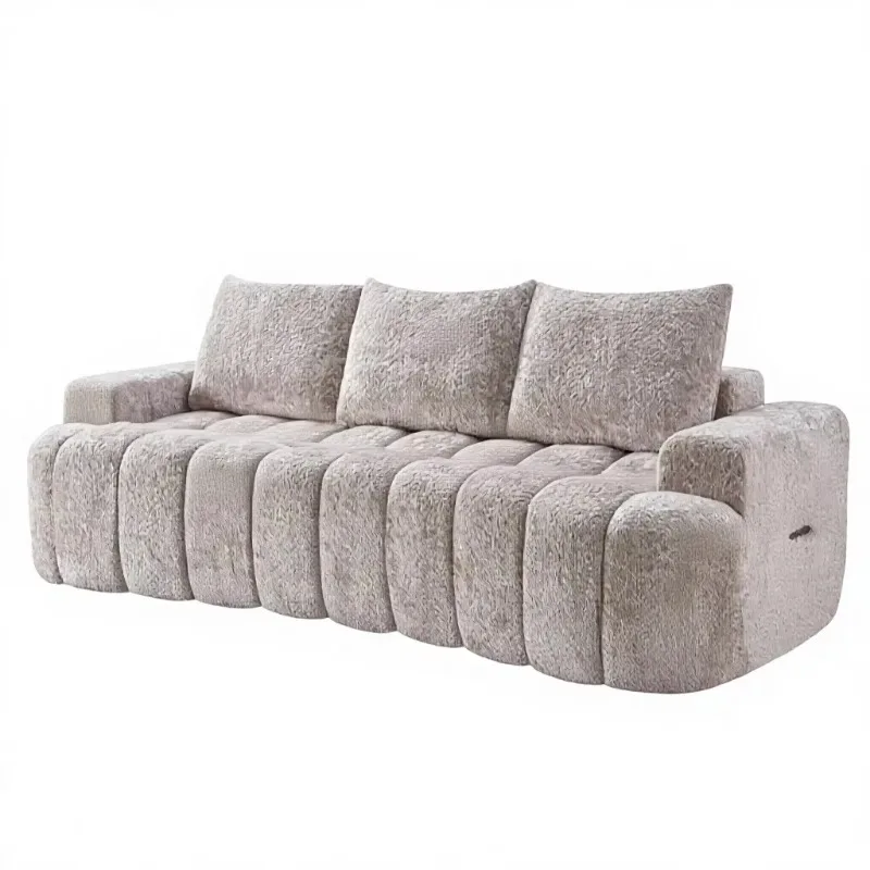 Large curved front compression combination sofa 3 seats cloud-shaped terry cloth high rebound foam sofa, easy to move