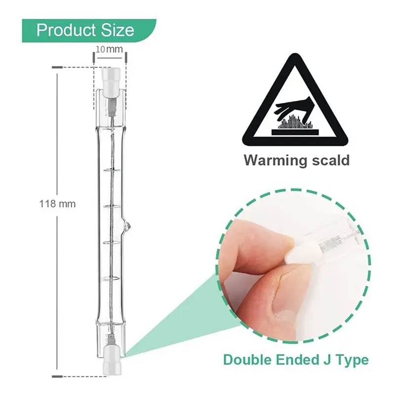 A04G-R7S Halogen Light Bulb 118Mm 200W 230V Halogen Rod R7S Halogen Bulb R7S Dimmable Halogen Rod Lamp Lights 36Pack